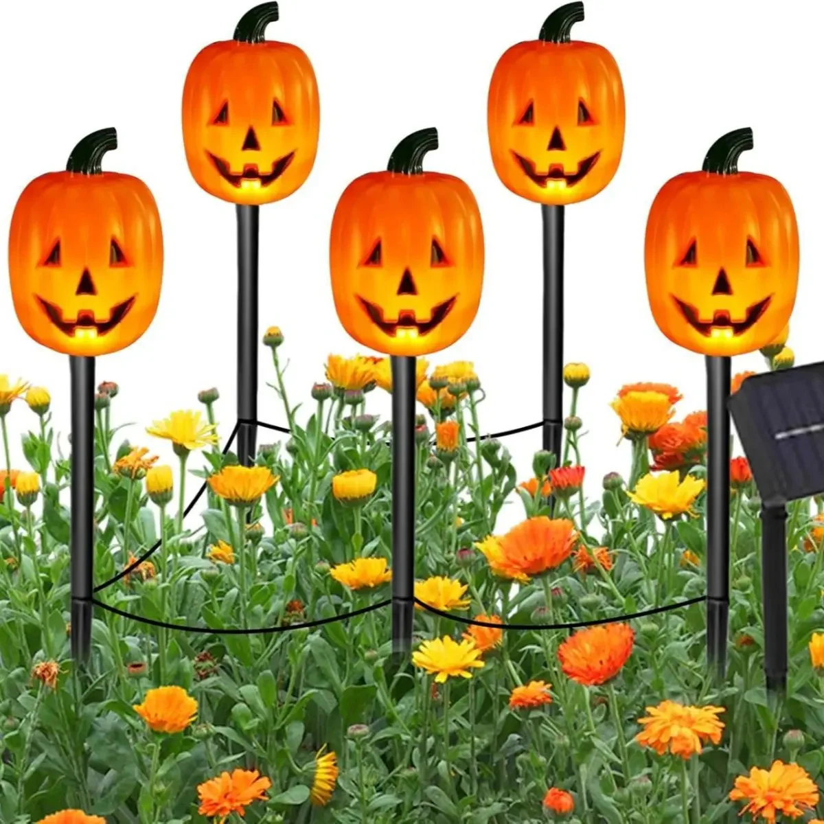 Lighted Halloween Pumpkin and Ghost Solar Decor Set - Image 5