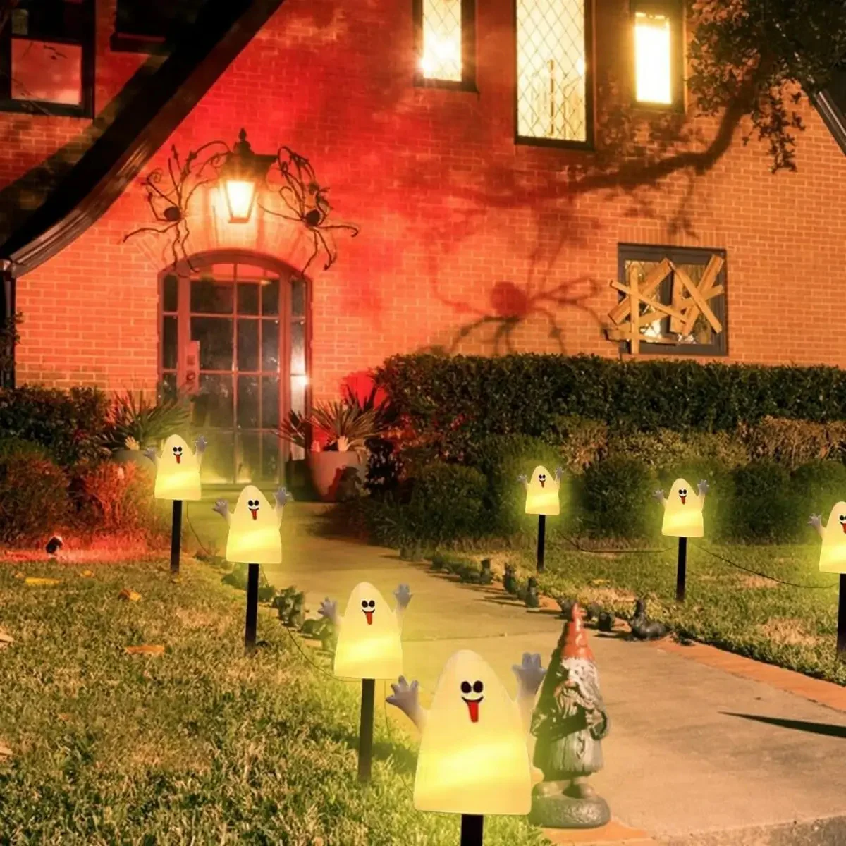 Lighted Halloween Pumpkin and Ghost Solar Decor Set - Image 7