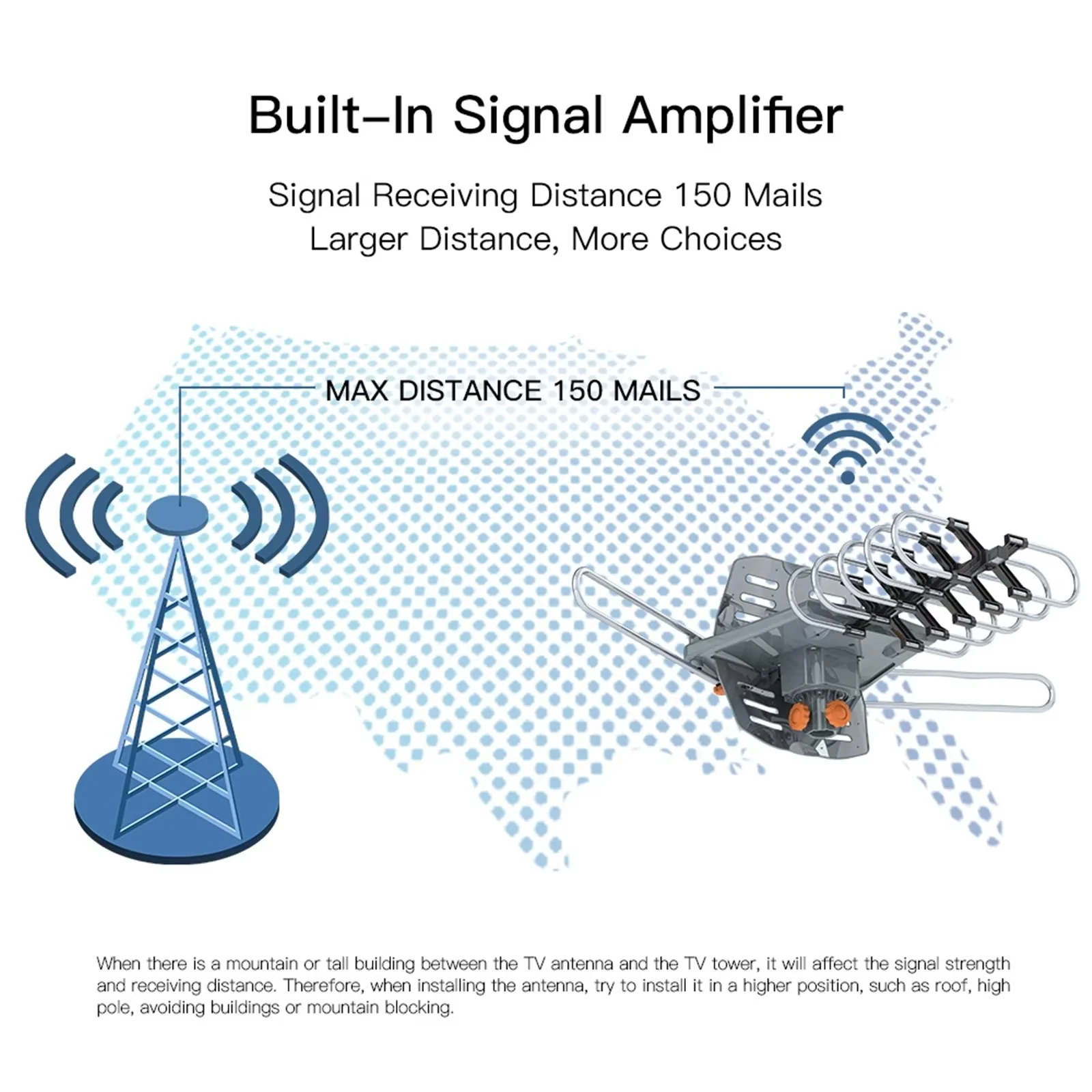 Long Range Digital HD TV Antenna With Full 360 Directional Motor And Mounting Pole - Image 6