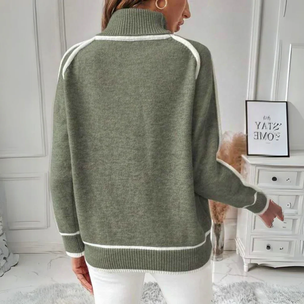 Luxurious Olive Green Knitted Sweater - Image 3