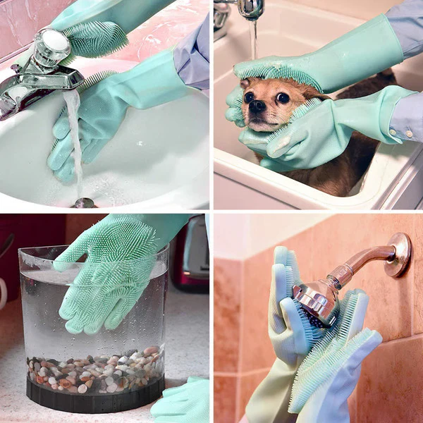 Magic Silicone Dishwashing Gloves - Reusable Cleaning Gloves - Image 5
