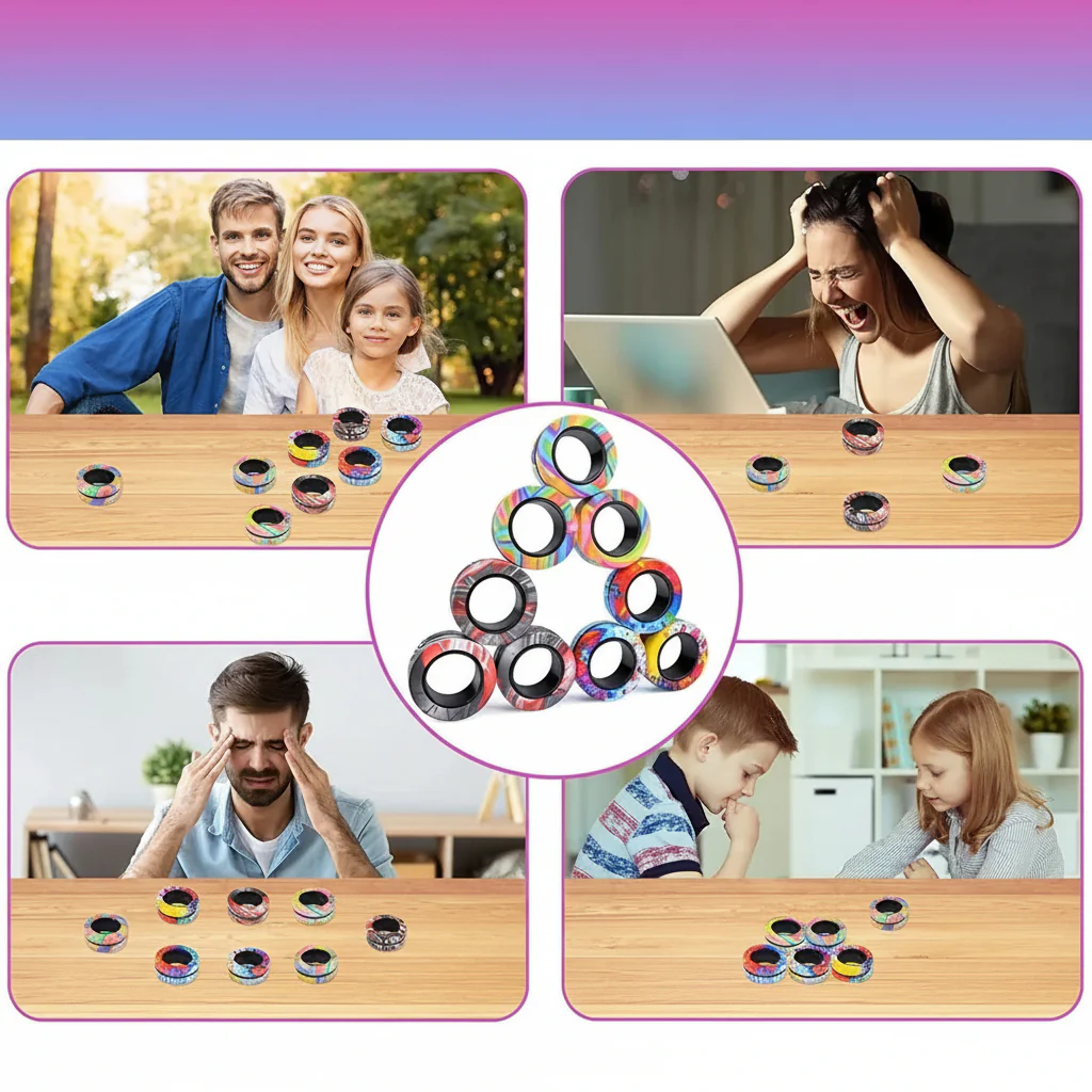 Magnetic Fidget Ring Spinner Set - Image 4