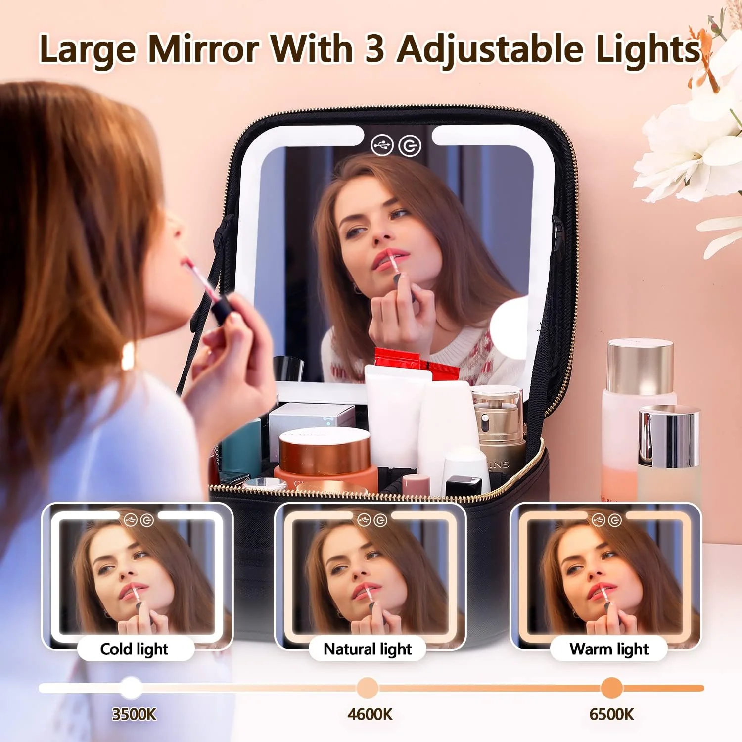 Makeup Bag with Mirror and Lights - Image 2