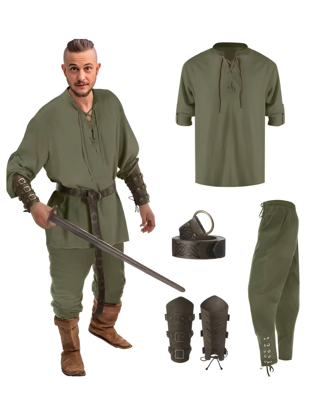 Men 4 Piece Halloween Medieval Party Costumes - Image 6