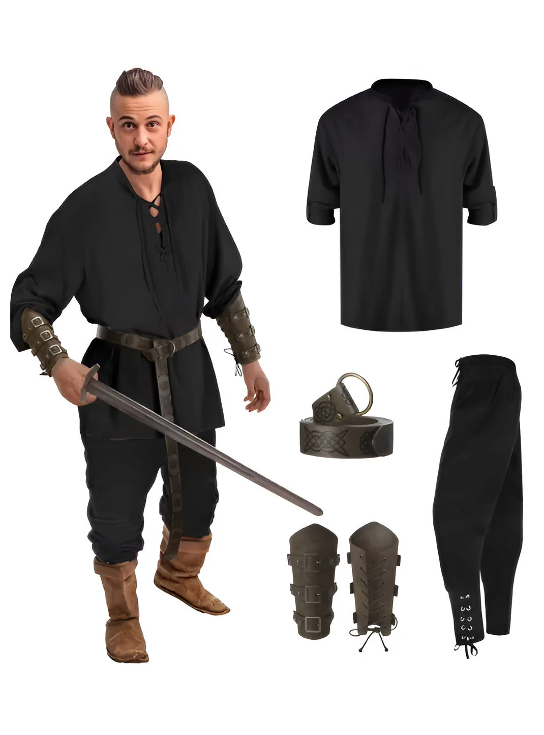 Men 4 Piece Halloween Medieval Party Costumes - Image 9