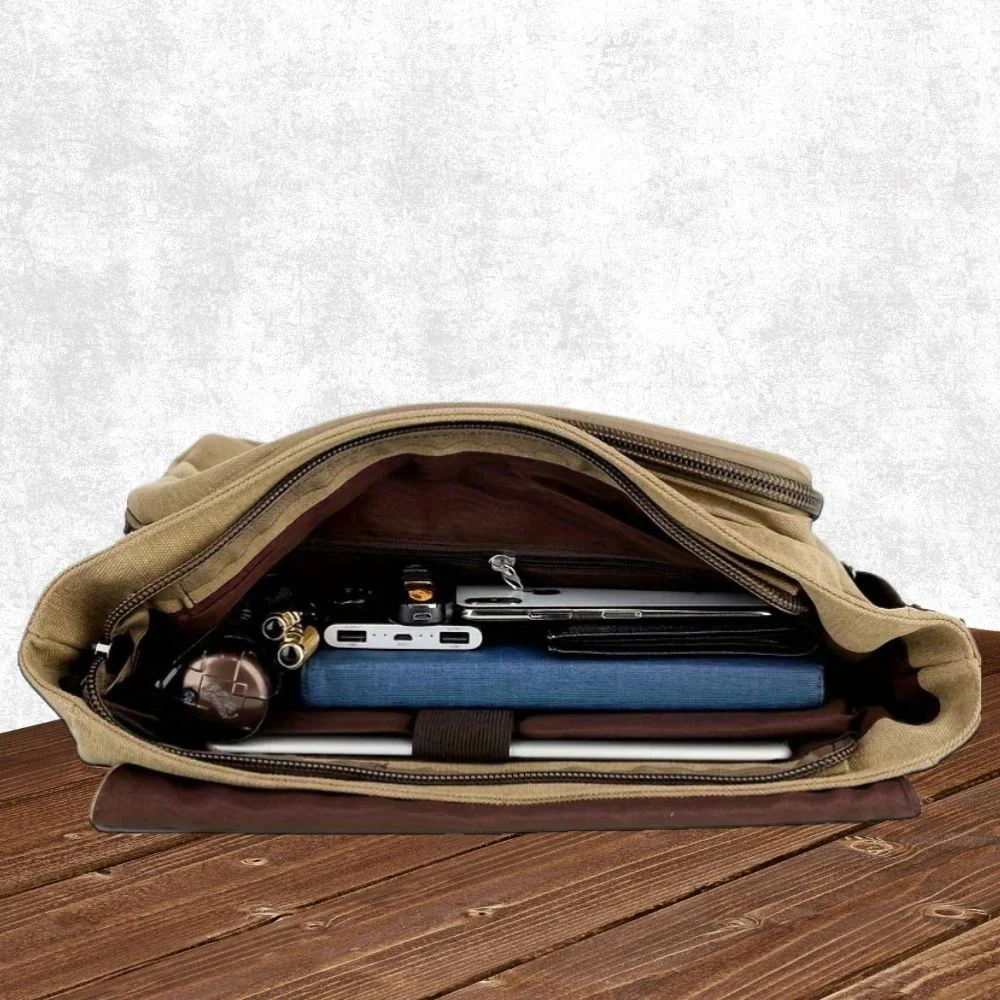 Mens Canvas Satchel Messenger Sling Bag - Image 9