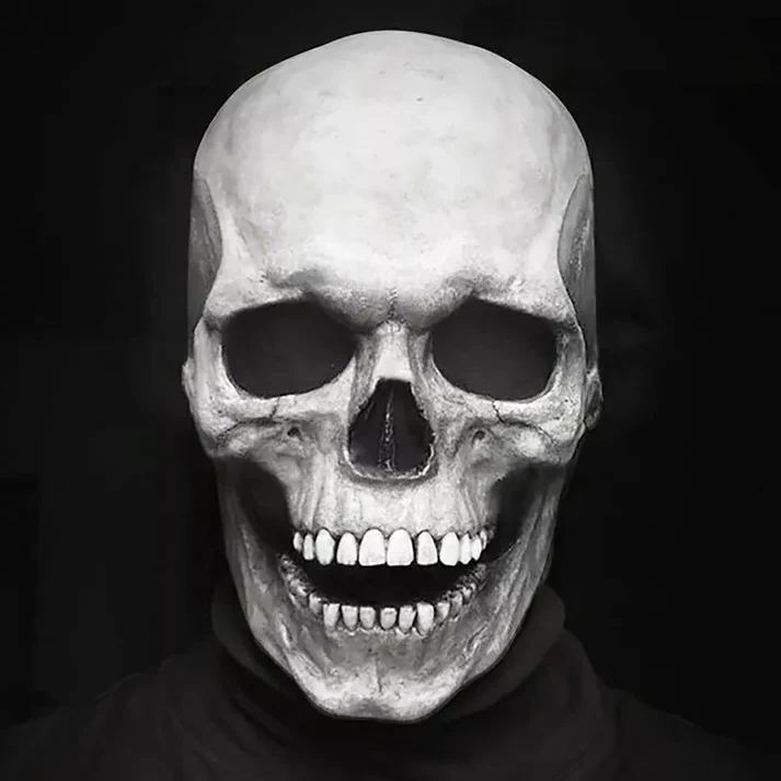 Movable Jaw Realistic Full Head Skull Mask - Human Skeleton Mask for Halloween Party - Image 2