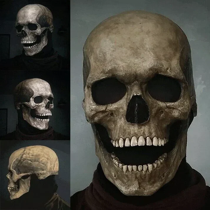 Movable Jaw Realistic Full Head Skull Mask - Human Skeleton Mask for Halloween Party - Image 3