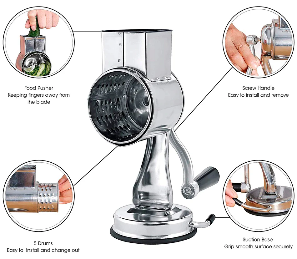 Multi-Functional Kitchen Rotary Food Grater/Shredder/Slicer - Image 3