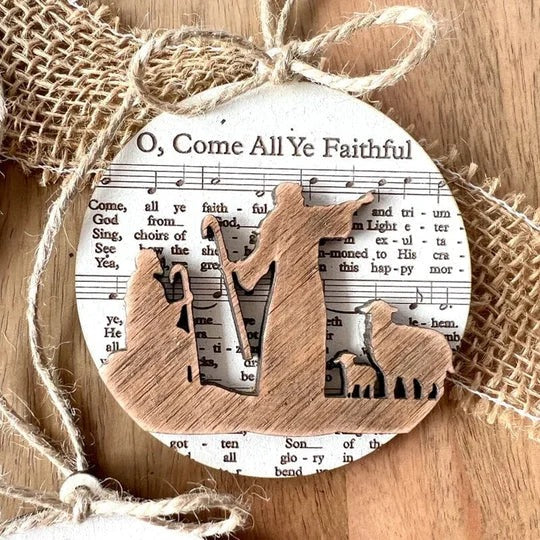 Nativity-Themed Music Sheet Ornament Collection - Image 3