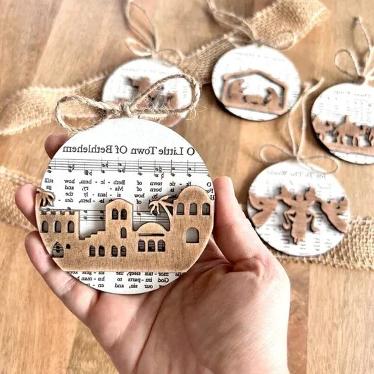 Nativity-Themed Music Sheet Ornament Collection - Image 9