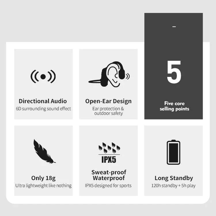 New Waterproof Bone Conduction Headphones Stereo Bluetooth Wireless - Image 6