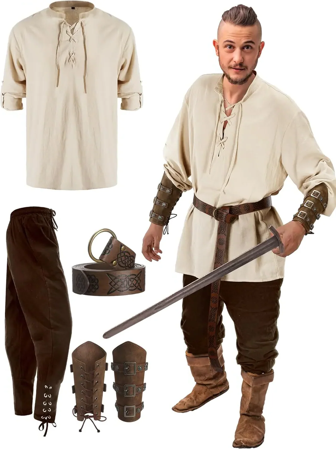 Official 4 Pcs Men's Pirate Costume - Image 2