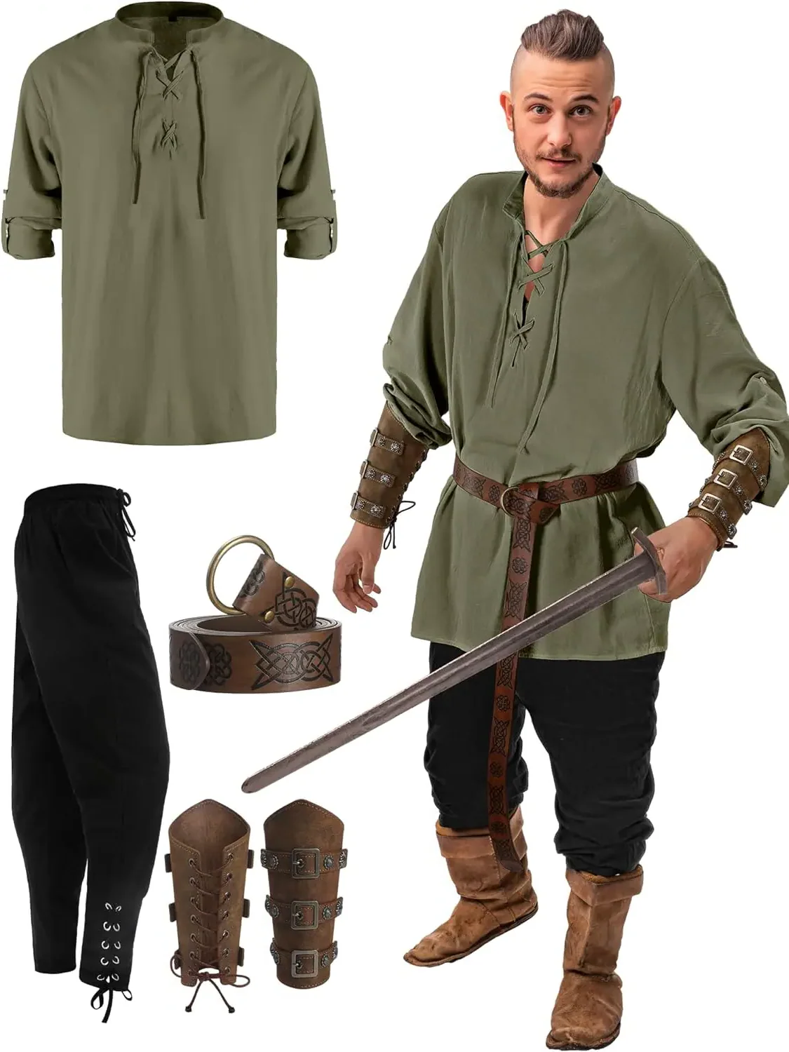 Official 4 Pcs Men's Pirate Costume - Image 4
