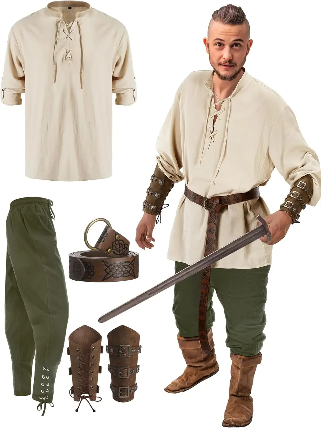 Official 4 Pcs Men's Pirate Costume - Image 7
