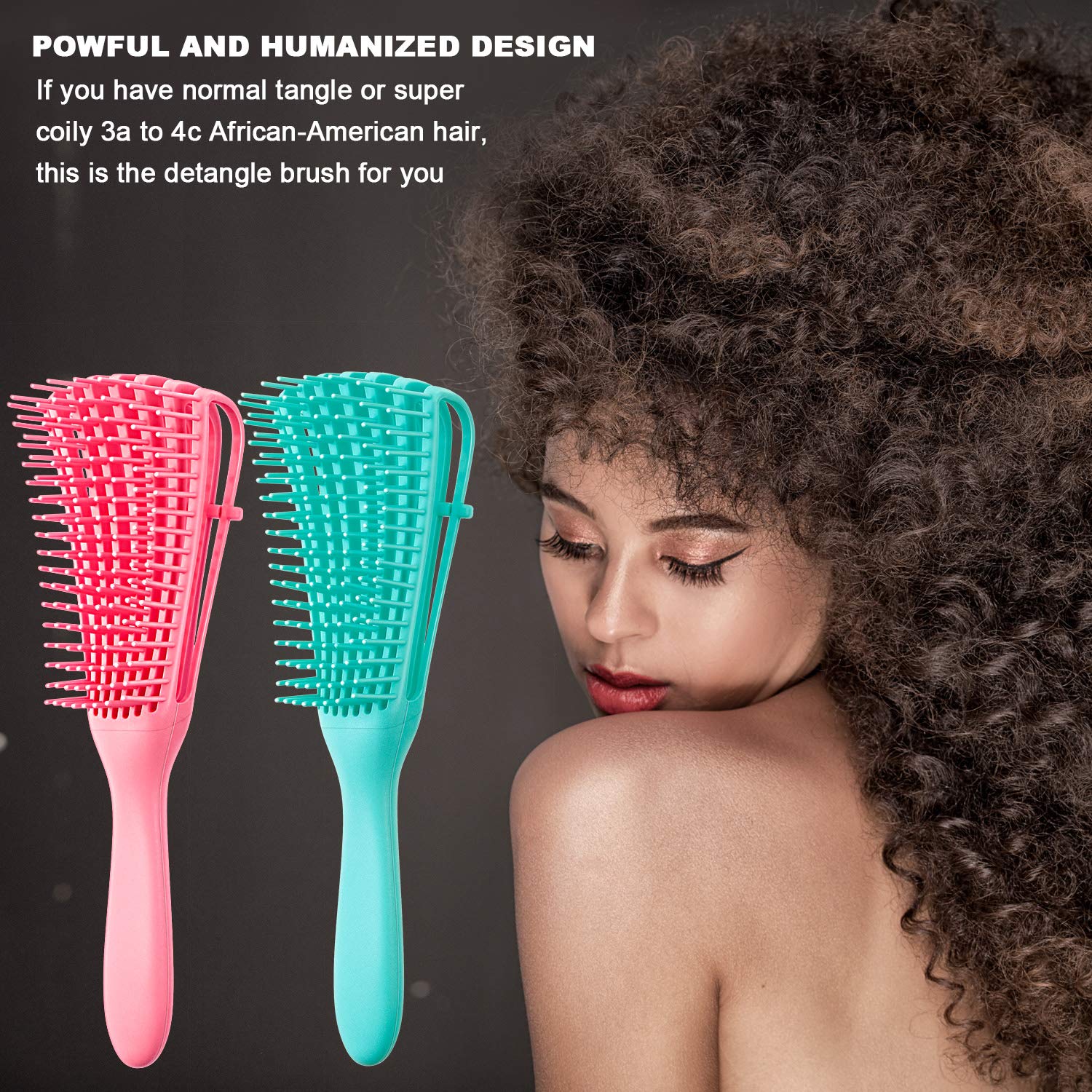 2 Pieces Detangling Brush for Afro America African Hair Textured 3a to 4c - Image 2