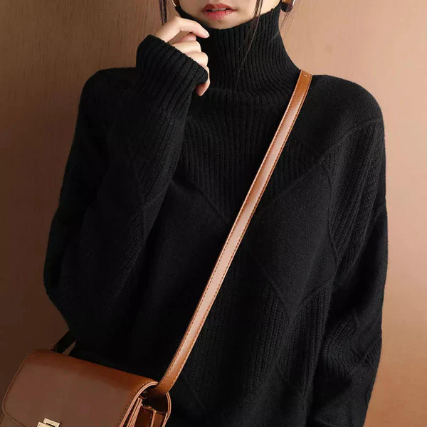 Plain Cashmere Roll Neck Sweater - Image 5