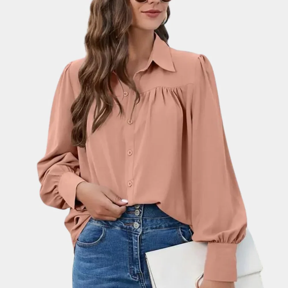 Pleated Long Sleeve Women's Blouse - Image 5