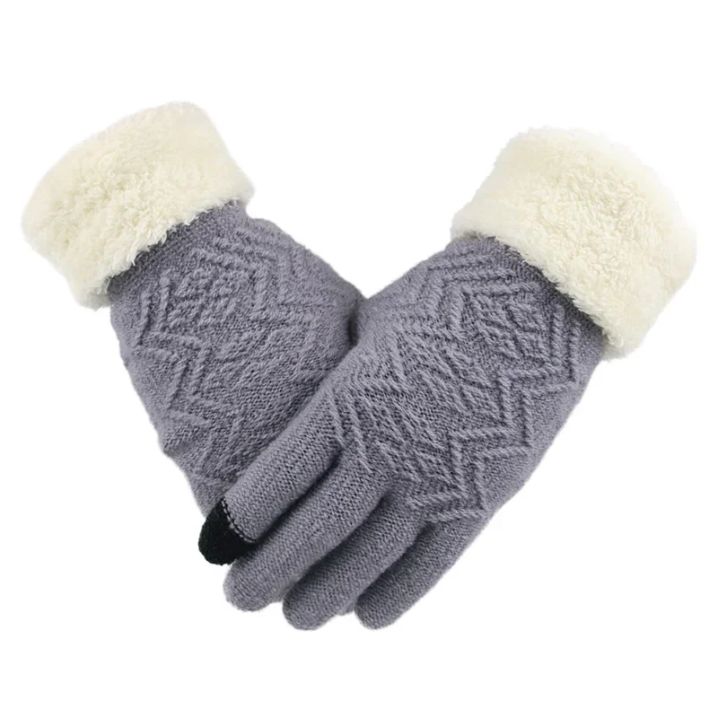Plush Lined Touch Screen Knitted Gloves - Image 6