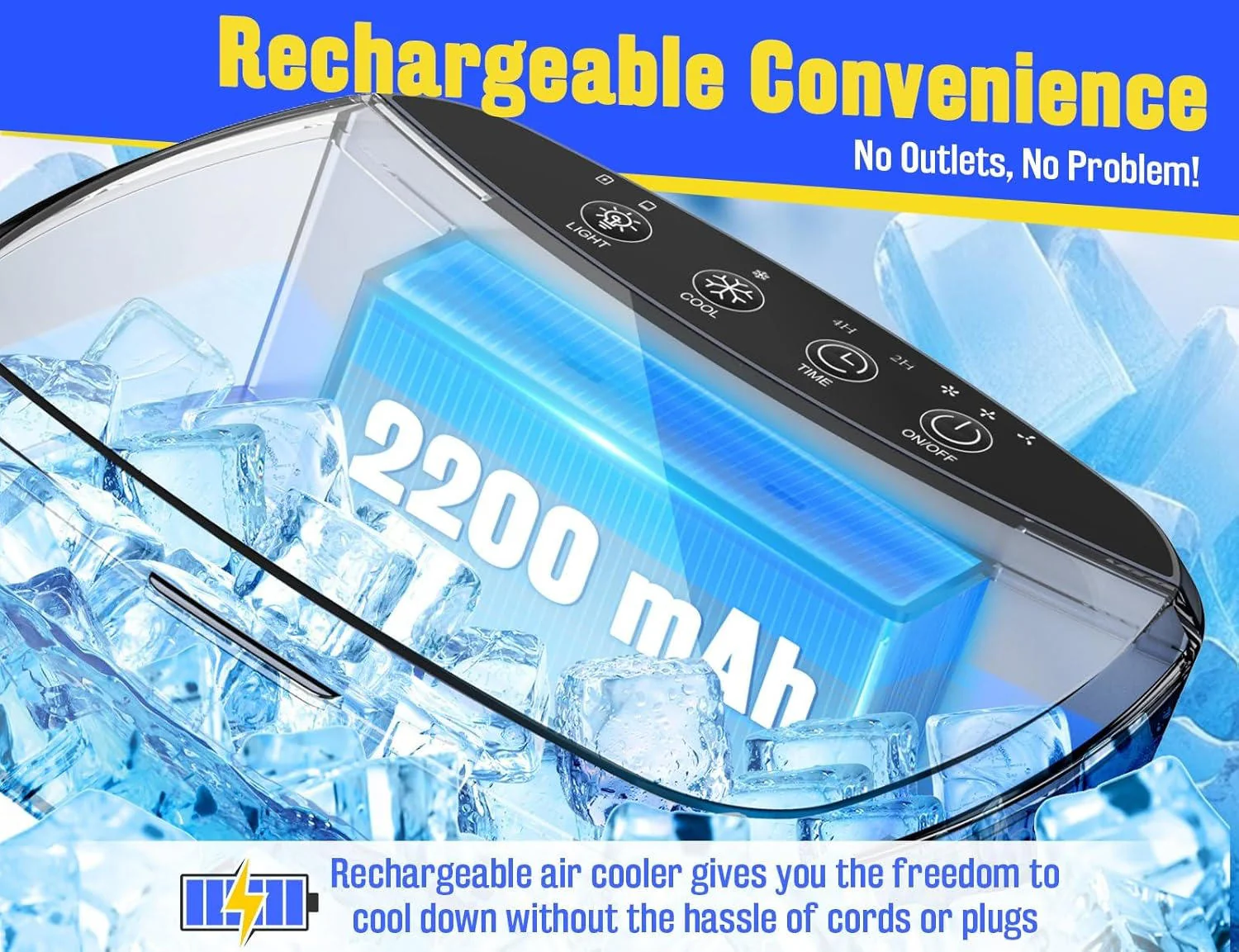 Portable Evaporative Air Cooler Fan with Mist, Rechargeable, 3 Speeds - Image 3
