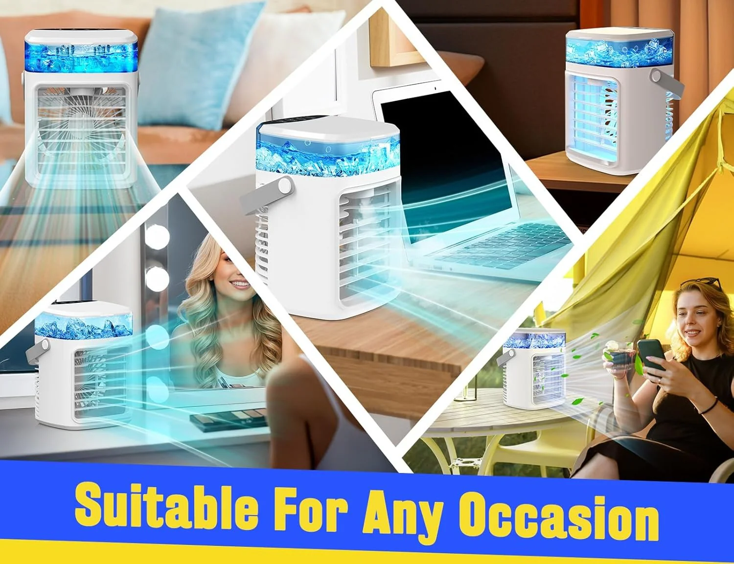 Portable Evaporative Air Cooler Fan with Mist, Rechargeable, 3 Speeds - Image 5