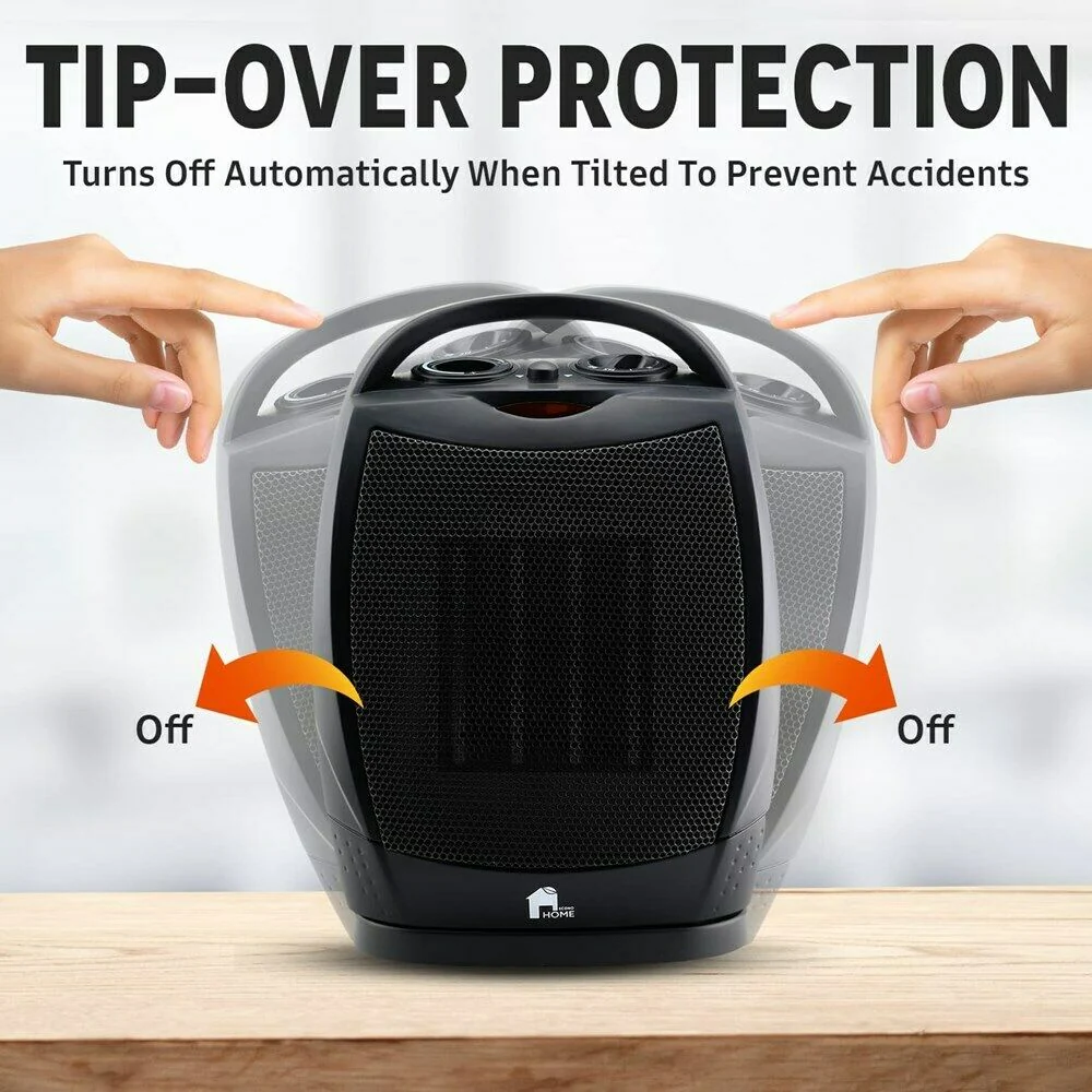 Portable Electric Space Heater Super Quiet Oscillating Heater Fan Thermostat - Image 3