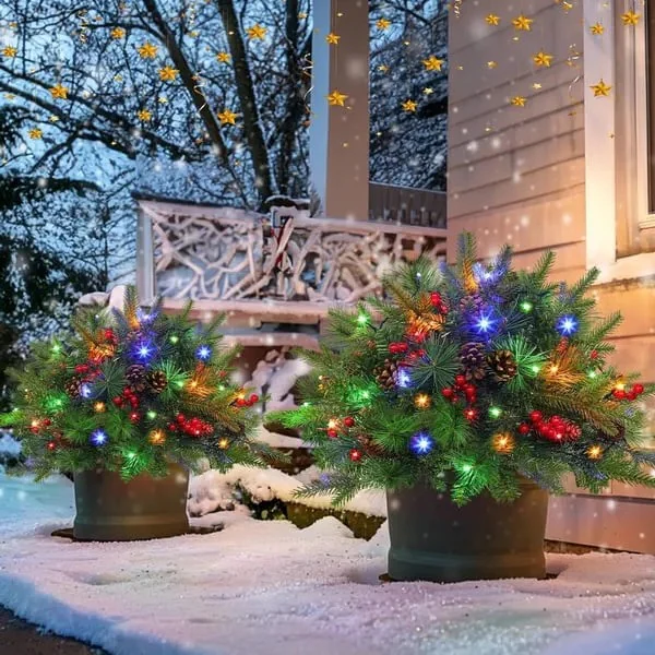 Pre-lit Artificial Christmas Tree Feel Real Urn Filler - Image 4