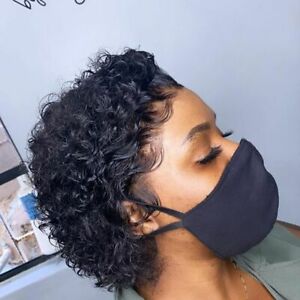 Premium Lace Front Short Curly Pixie Bob Human Hair Weave Wig - Image 2