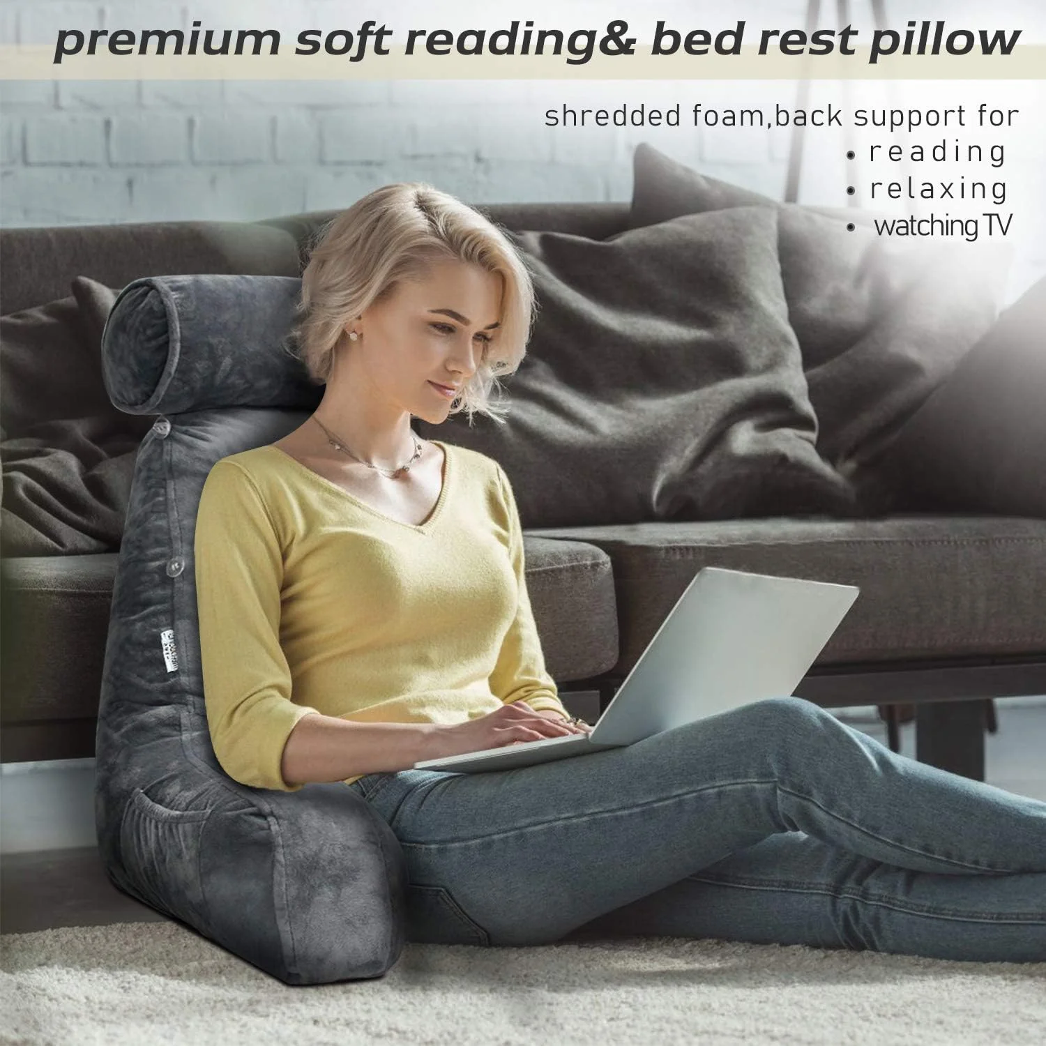 Reading Bed Pillow with Arms - Image 5