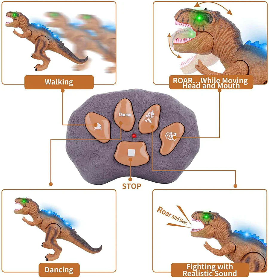 Remote Control T-Rex Dinosaur With LED Light Up, Walking & Roaring Realistic Dinosaur Toys - Image 15
