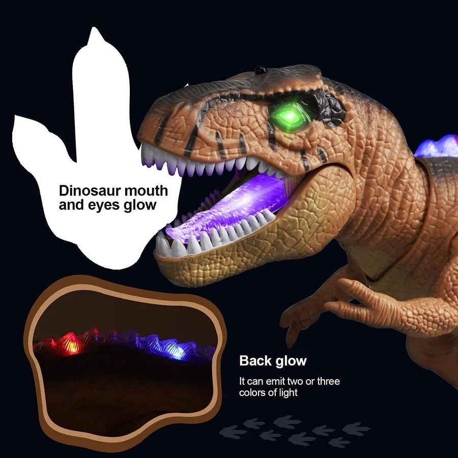 Remote Control T-Rex Dinosaur With LED Light Up, Walking & Roaring Realistic Dinosaur Toys - Image 8