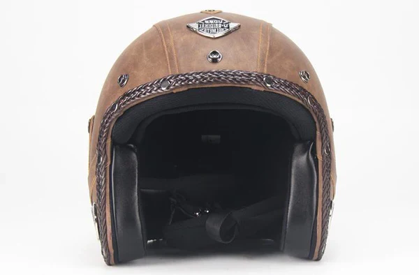 Retro Vintage Motorcycle Helmet Open Face With Goggle Mask - Image 3