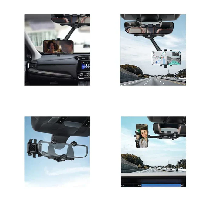 Rotatable and Retractable Car Phone Holder - 360 Degree Rear View Mirror Phone Holder - Image 2