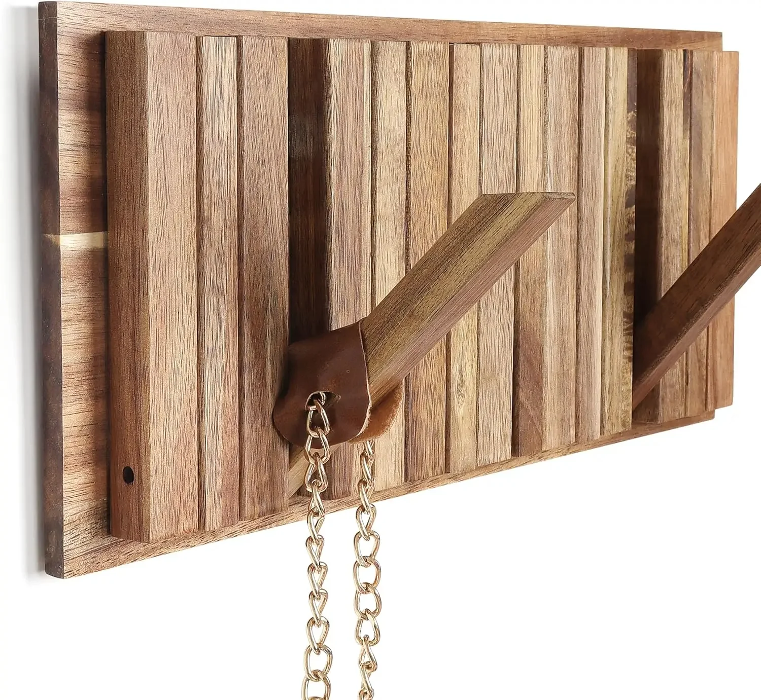 Rustic Wall-Mounted Coat Rack with 8 Flip Hooks - Image 5