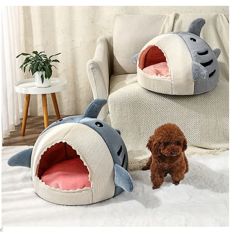 Shark-Shaped Dog and Cat Cave Bed (40x40x32cm) - Image 3