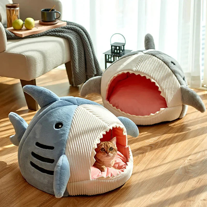 Shark-Shaped Dog and Cat Cave Bed (40x40x32cm) - Image 4
