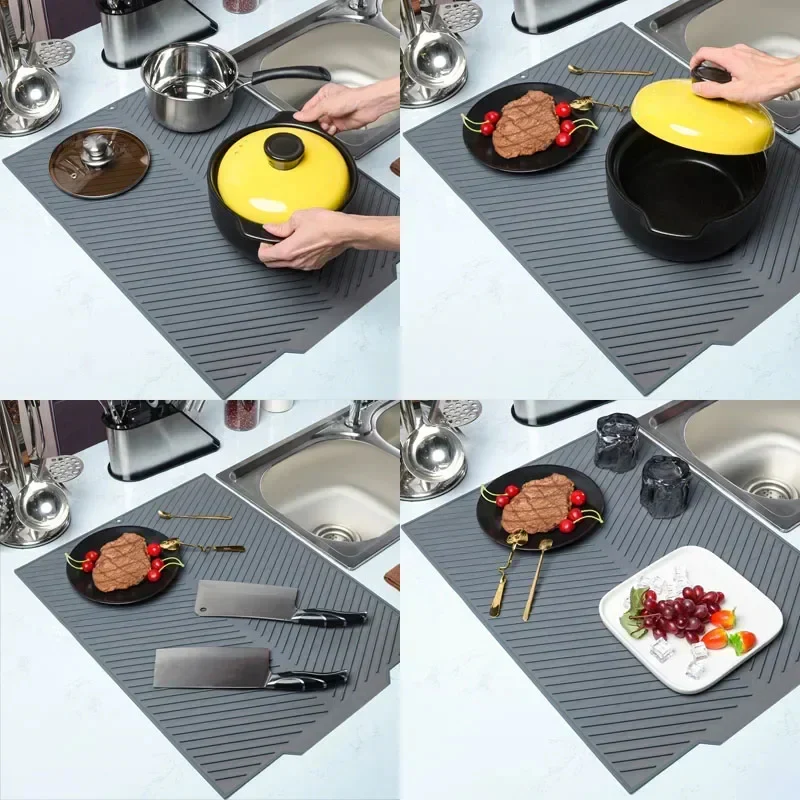Silicone Dish Drying Mat with Drain Design - Image 2