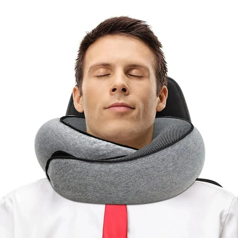 Snail Style Memory Foam Travel Curved Neck Pillow - U-shaped, Portable, Adjustable Support Neck Brace Pillow - Image 9