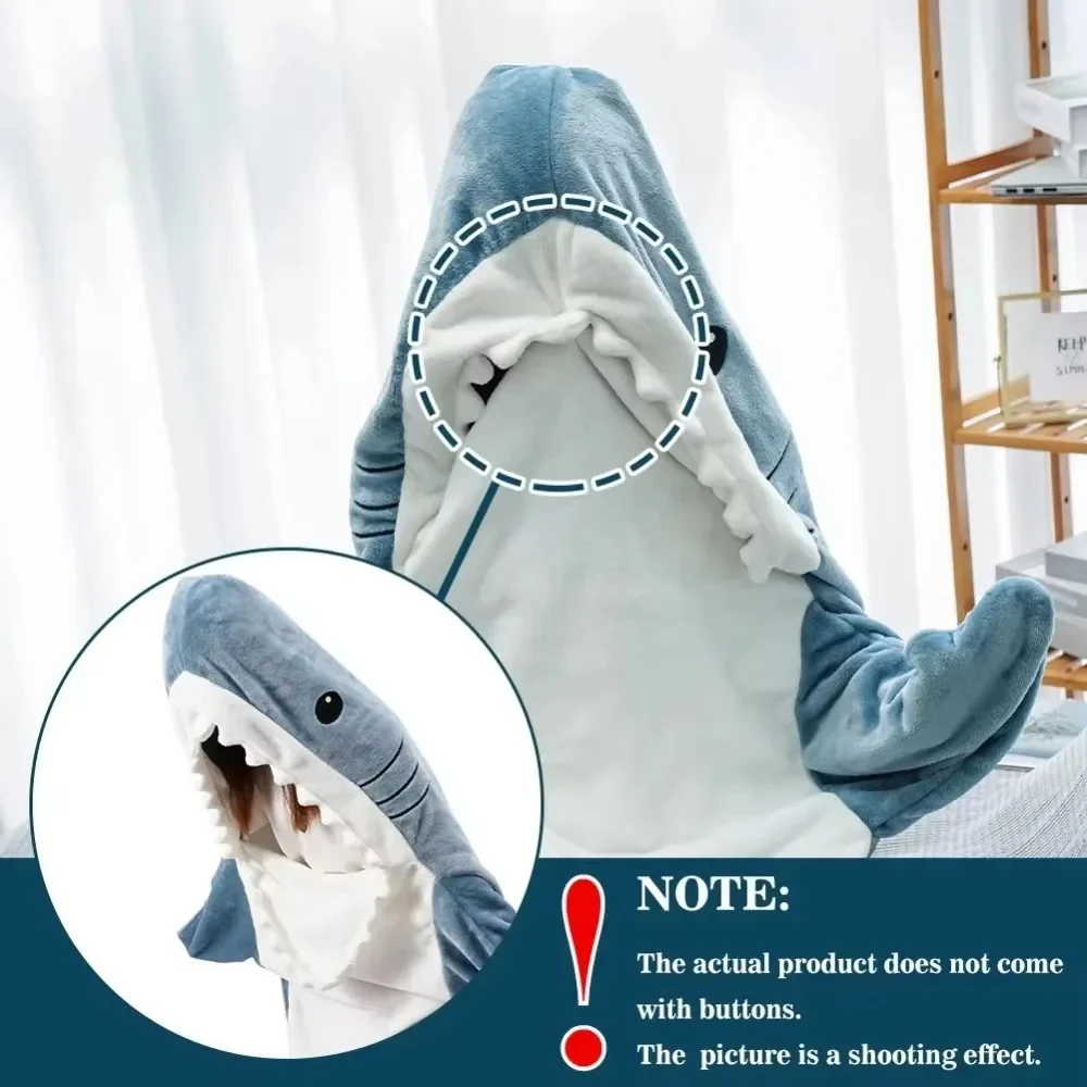 Soft Flannel Shark Hoodie Blanket - Image 2