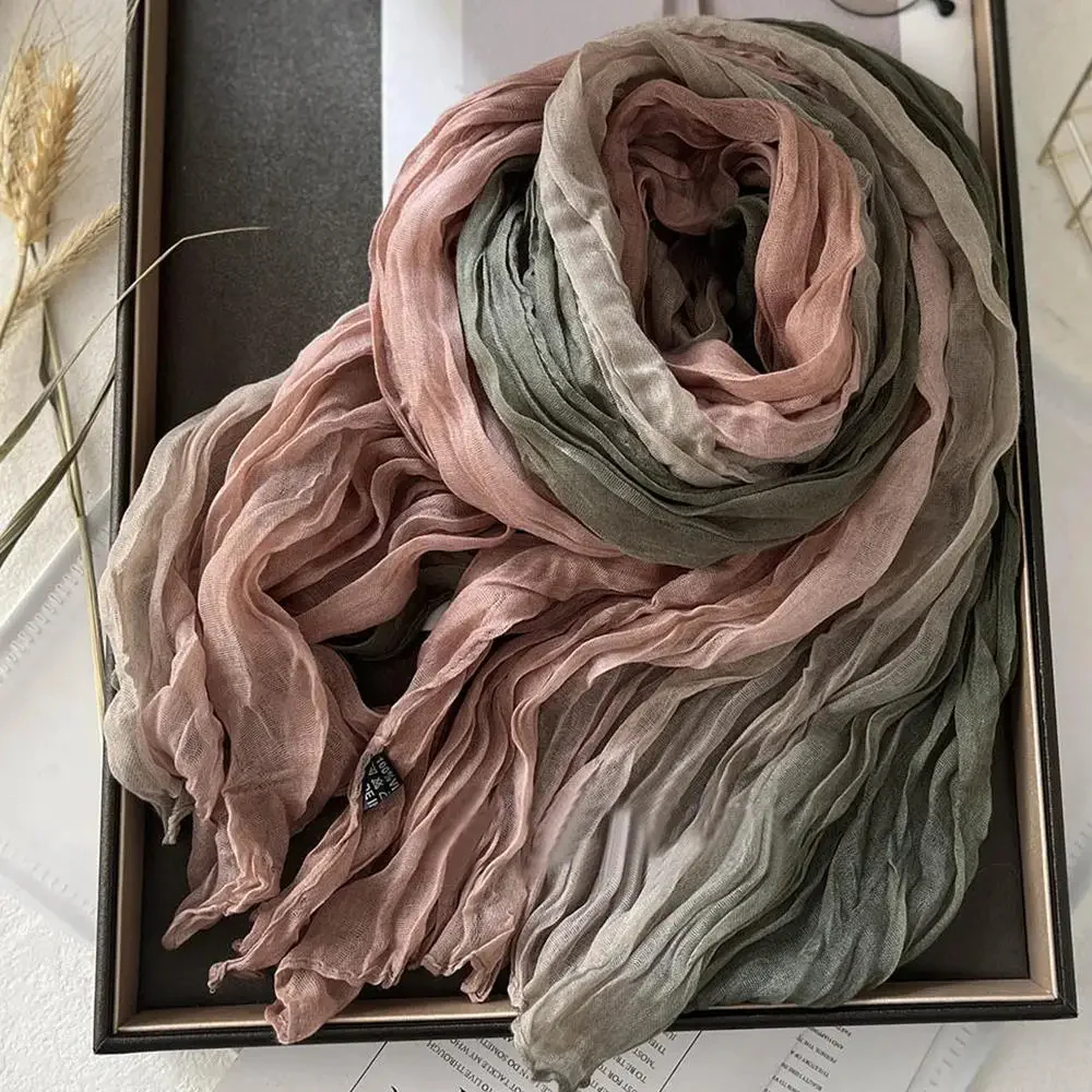Soft Gradient Cotton Shawl Ladies Winter Scarf - Image 8