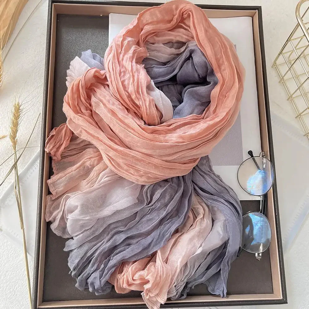 Soft Gradient Cotton Shawl Ladies Winter Scarf - Image 9