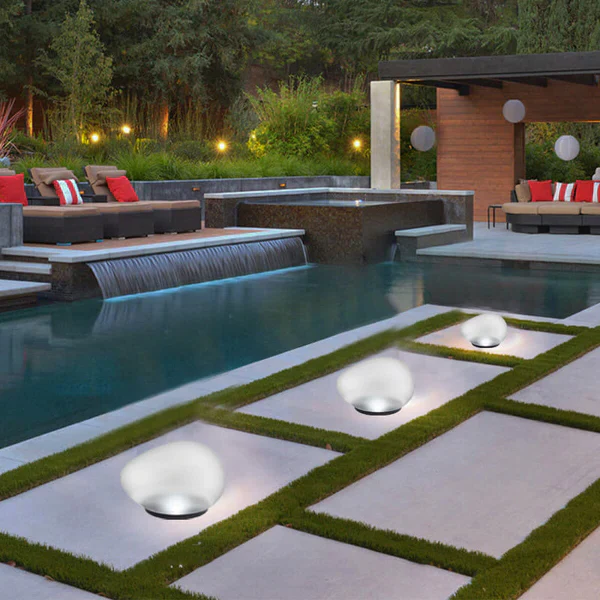 Solar Pebble ABS Sandblasted LED Outdoor Landscape Glass Light - Image 4