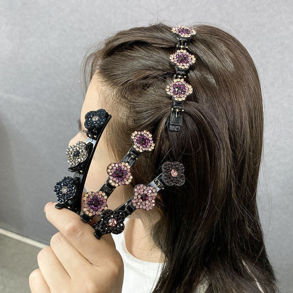 Sparkling Crystal Stone Braided Hair Clips - Image 2