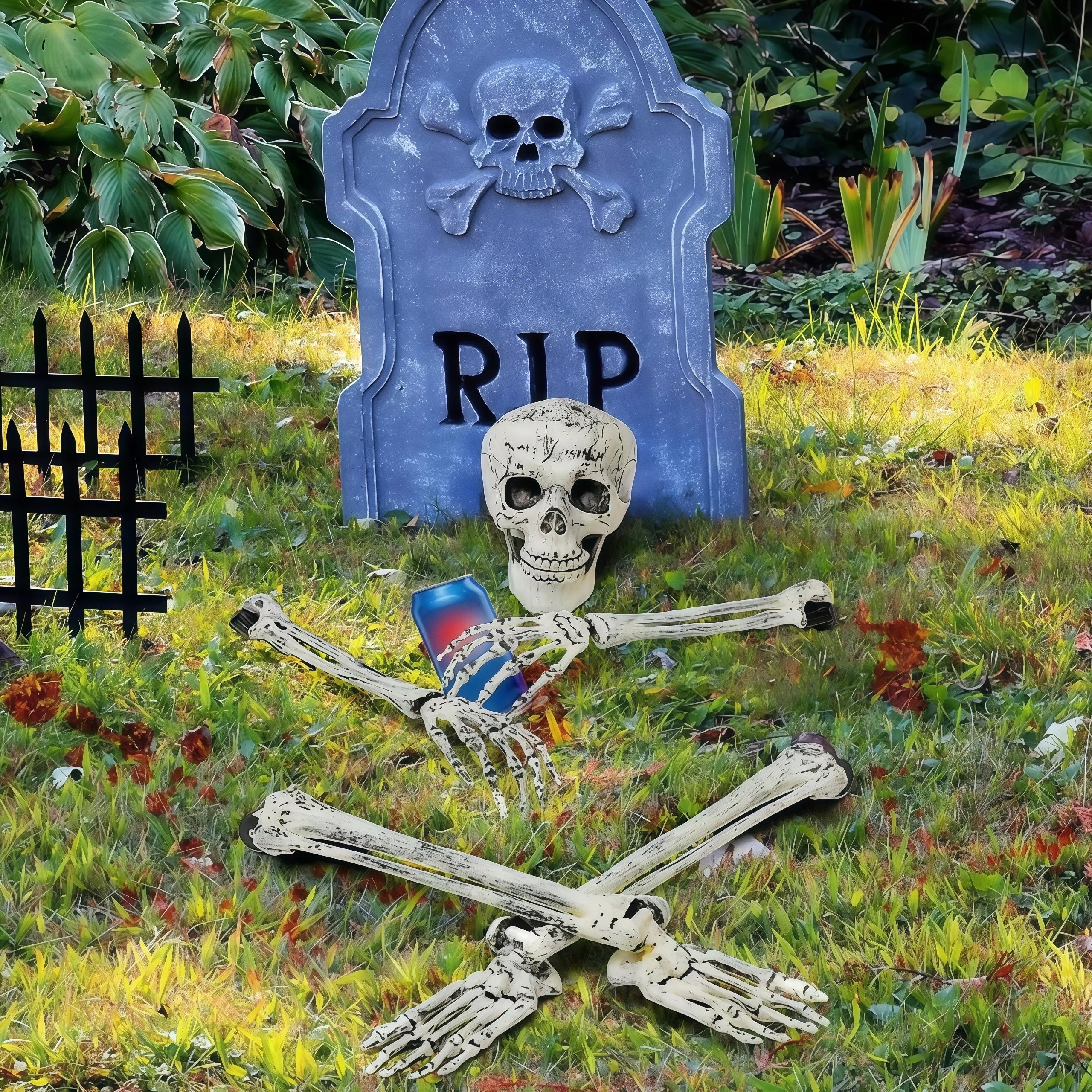 Spooky Skeleton Yard Decoration with Realistic Bones - Image 3