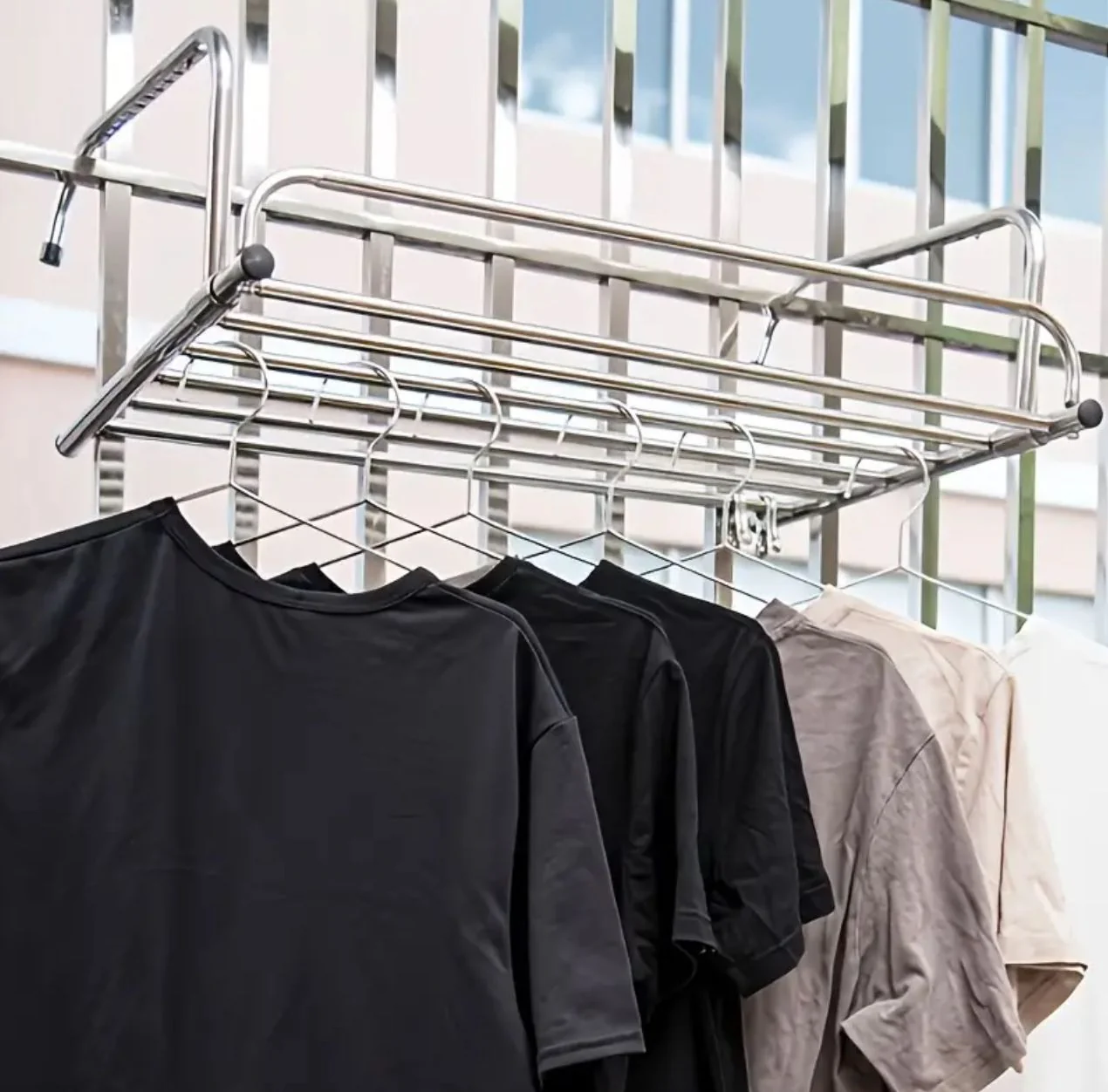 Stainless Steel Extendable Foldable Balcony Clothes Dryer - Image 2