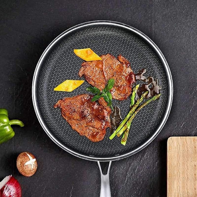 Stainless steel frying pan with non-stick coating for effortless cooking - Image 3