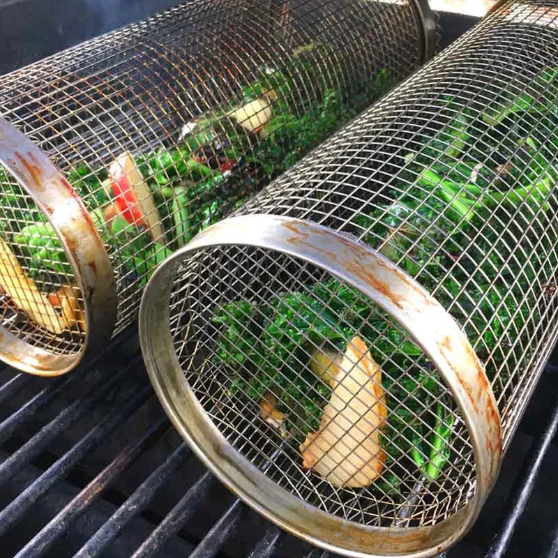 Stainless Steel Rolling BBQ Grill Basket - Image 6