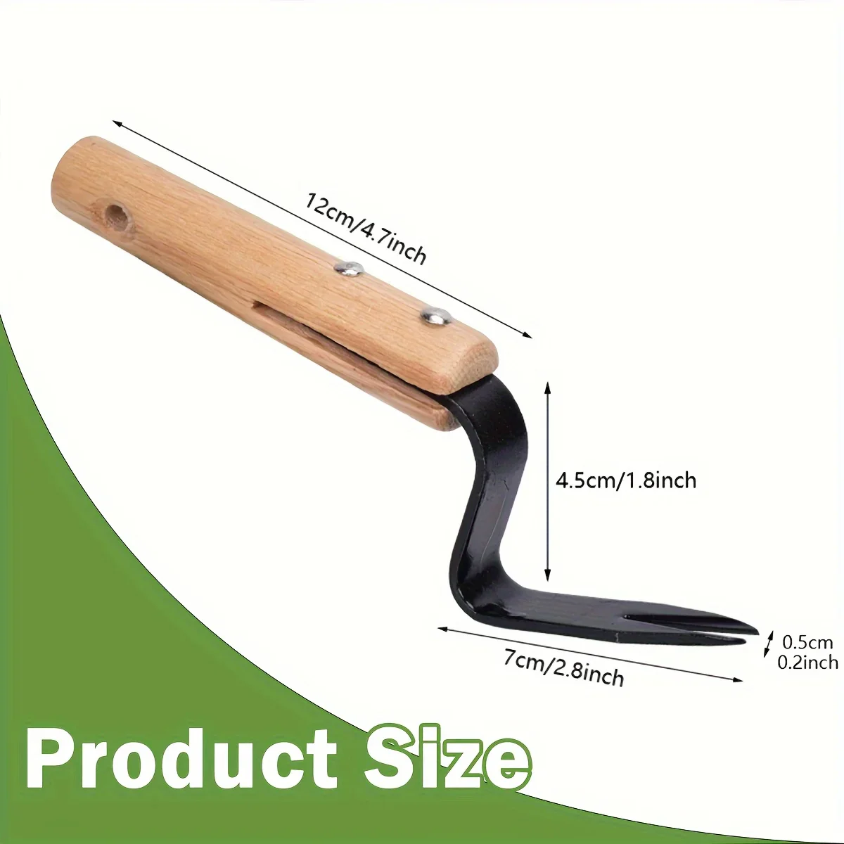 Stainless Steel Weed Puller Tool with Wooden Handle - Image 2