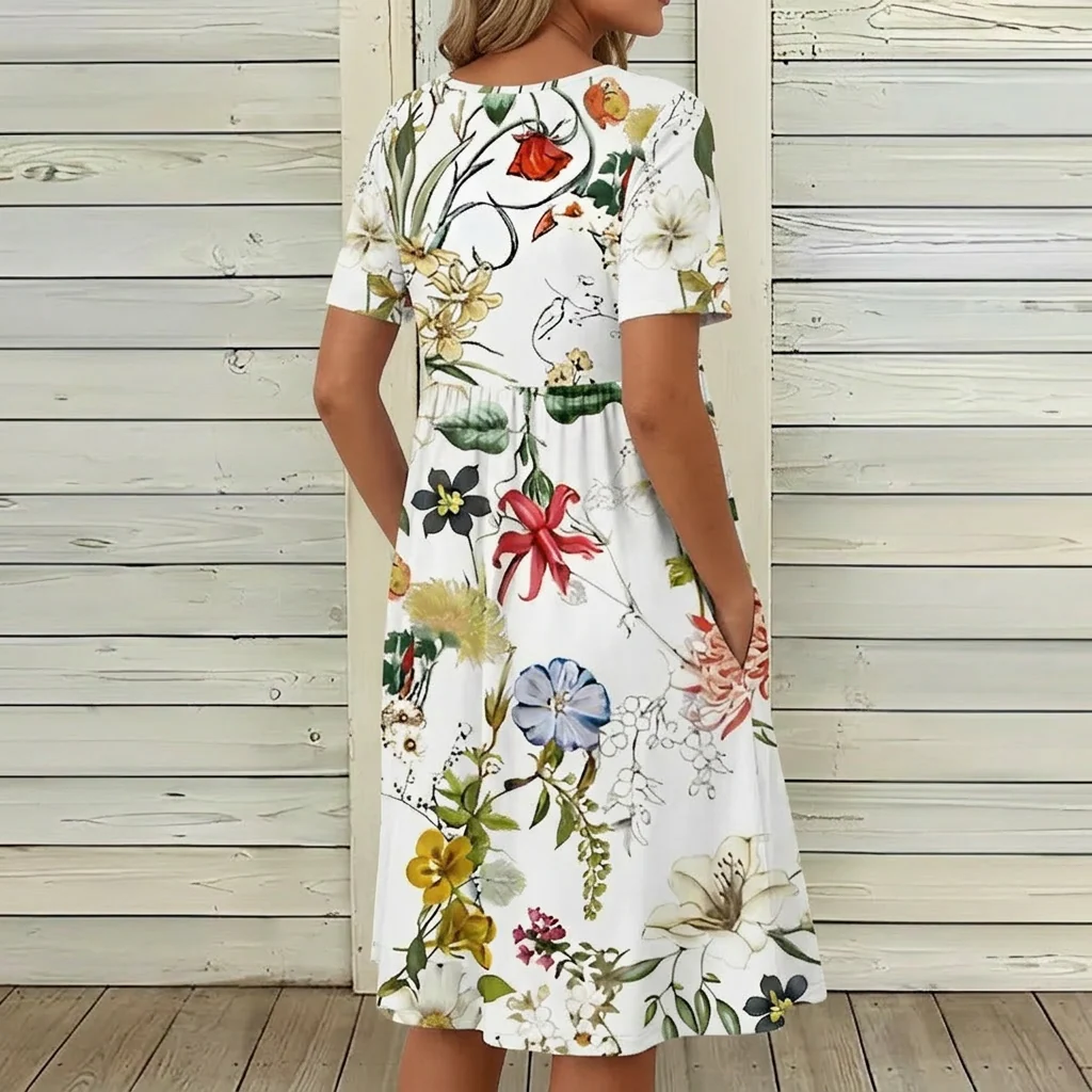 Stylish white dress with floral pattern - Image 3