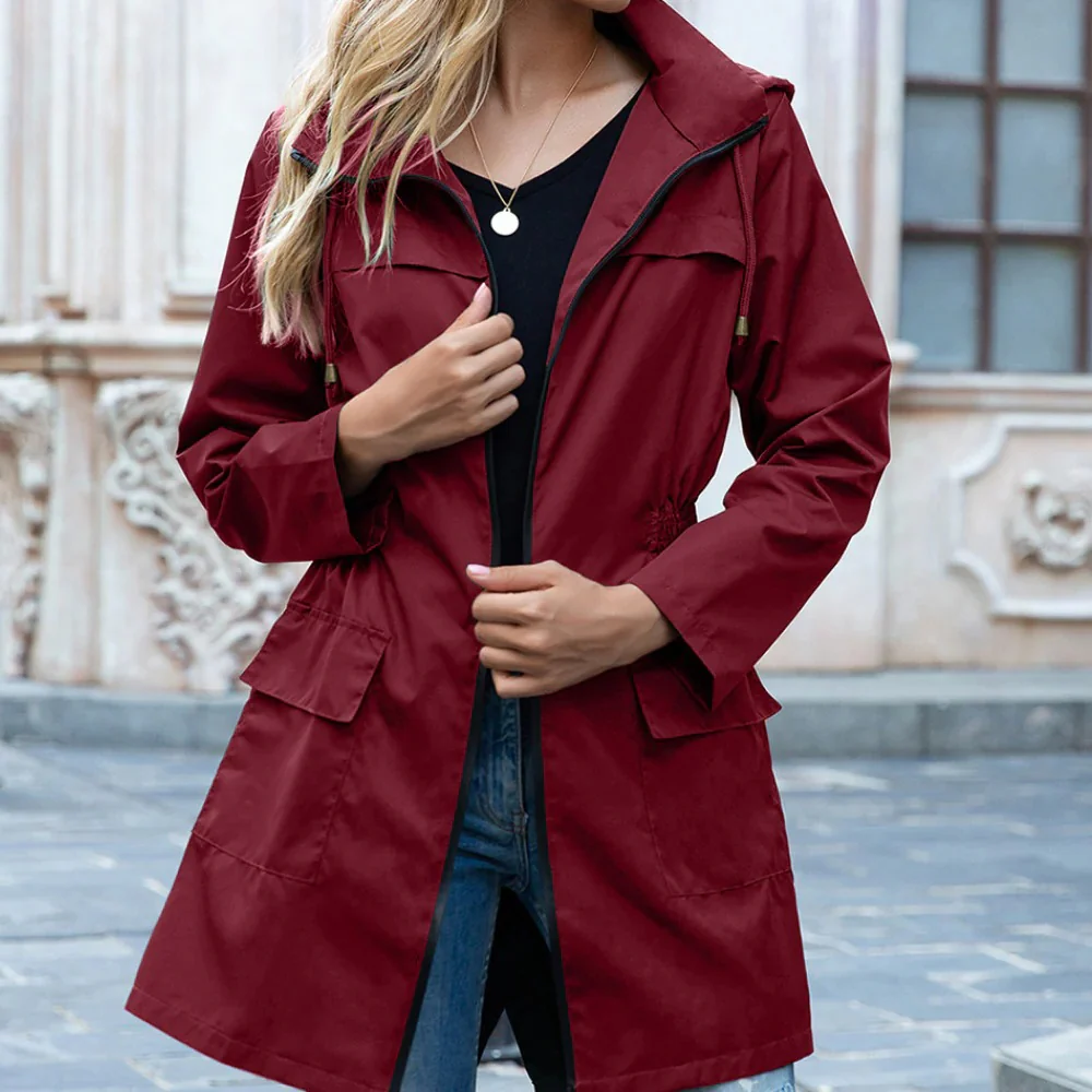 Stylish Zipper Trench Coat For Women - Image 5